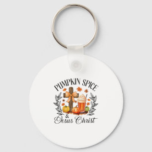 Pumpkin Spice And Jesus Christ Cross Pumpkin Chris Key Ring