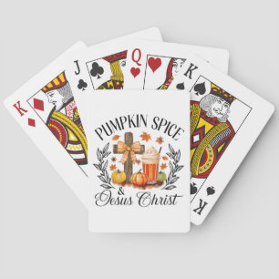 Pumpkin Spice And Jesus Christ Cross Pumpkin Chris Playing Cards
