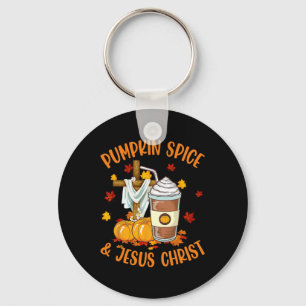 Pumpkin Spice And Jesus Christ Funny Coffee Lovers Key Ring