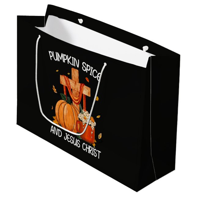 Pumpkin Spice and Jesus Christ Large Gift Bag (Front Angled)