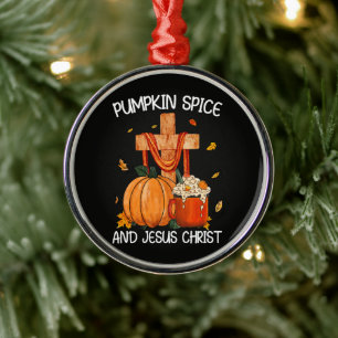 Pumpkin Spice and Jesus Christ Metal Tree Decoration
