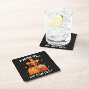 Pumpkin Spice and Jesus Christ Square Paper Coaster
