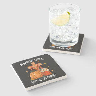 Pumpkin Spice and Jesus Christ Stone Coaster