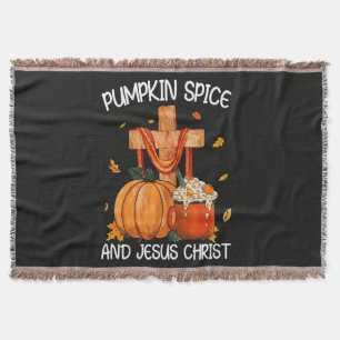 Pumpkin Spice and Jesus Christ Throw Blanket