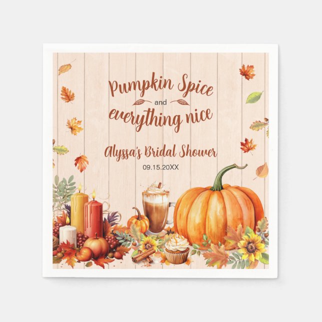 Pumpkin Spice Autumn Bridal Shower Party Napkin (Front)