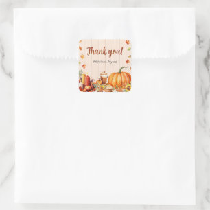 Pumpkin Spice Autumn Bridal Shower Party Square Sticker