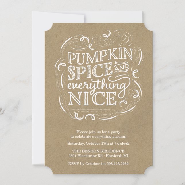 Pumpkin Spice Autumn Fall Party Invitation (Front)