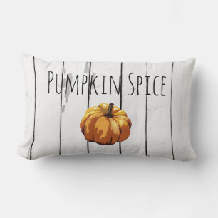 Pumpkin Spice Autumn Farmhouse Shiplap Lumbar Cushion