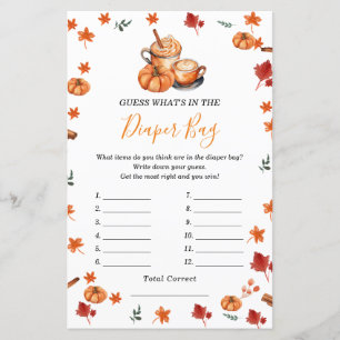 Pumpkin Spice Baby Shower What's in Diaper Bag