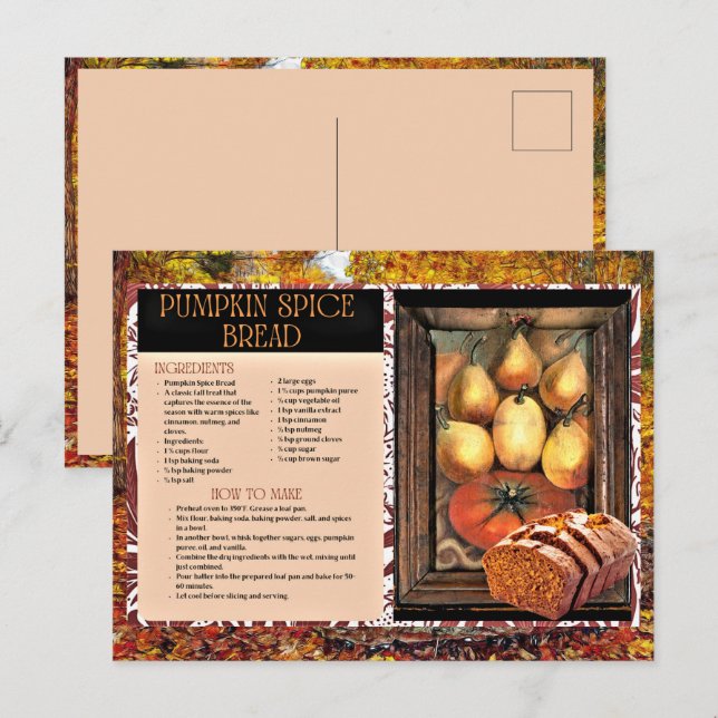 Pumpkin Spice Bread Holiday Recipe Postcard (Front/Back)