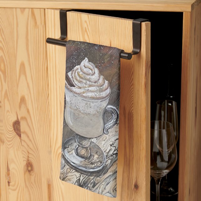 Pumpkin Spice Brown and Gold Kitchen Towel (Thirds Fold)