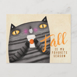 Pumpkin Spice Cat Thanksgiving Fall Decor Postcard