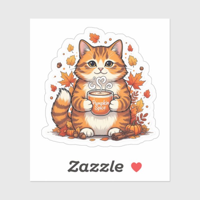 Pumpkin Spice & Cats – Fall Autumn Cat Sticker (Sheet)