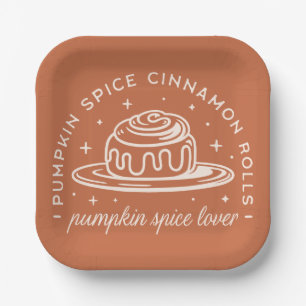 Pumpkin Spice Cinnamon Rolls Paper Plate