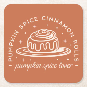 Pumpkin Spice Cinnamon Rolls Square Paper Coaster