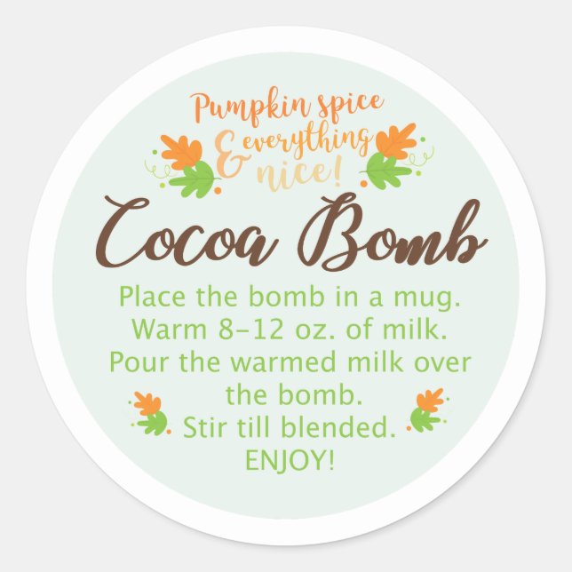 Pumpkin Spice Cocoa bomb labels, pumpkin Classic Round Sticker (Front)