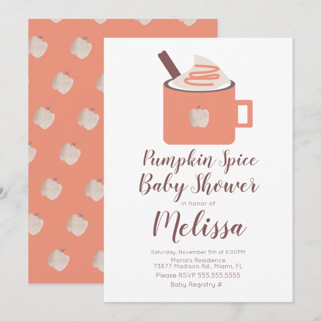 Pumpkin Spice Coffee Campfire Mug Fall Baby Shower Invitation (Front/Back)