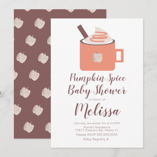 Pumpkin Spice Coffee Campfire Mug Fall Baby Shower Invitation (Front/Back)