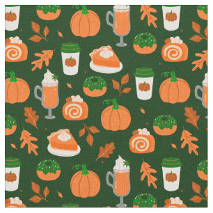 pumpkin spice coffee dark green fabric