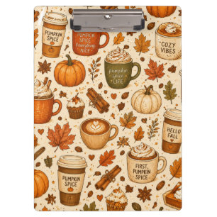 Pumpkin Spice Coffee Fall Pattern Clipboard