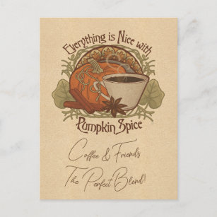 Pumpkin Spice Coffee & Friends Postcard
