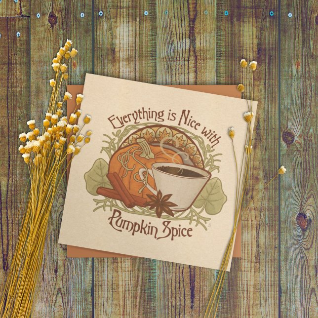 Pumpkin Spice Coffee Get-Together Square Invite (Pumpkin Spice Coffee & Friends Invitation. Host friends for coffee with this cute and classy invite.)