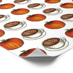 Pumpkin Spice Coffee Latte Autumn Poster Wall Art