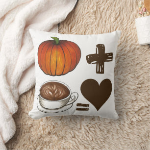 Pumpkin Spice + Coffee Latte = Love Heart Cushion