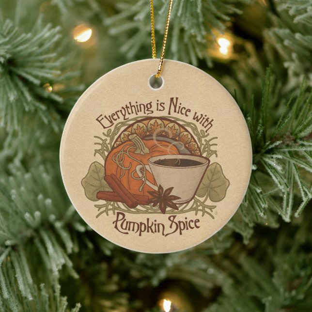 Pumpkin Spice Coffee Vintage Look Ceramic Ornament (Tree)