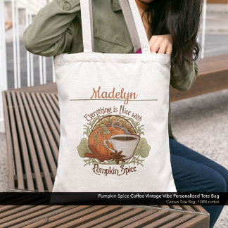 Pumpkin Spice Coffee Vintage Vibe Personalised Tote Bag