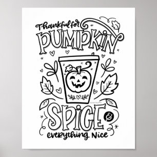 Pumpkin Spice Colouring Page Poster
