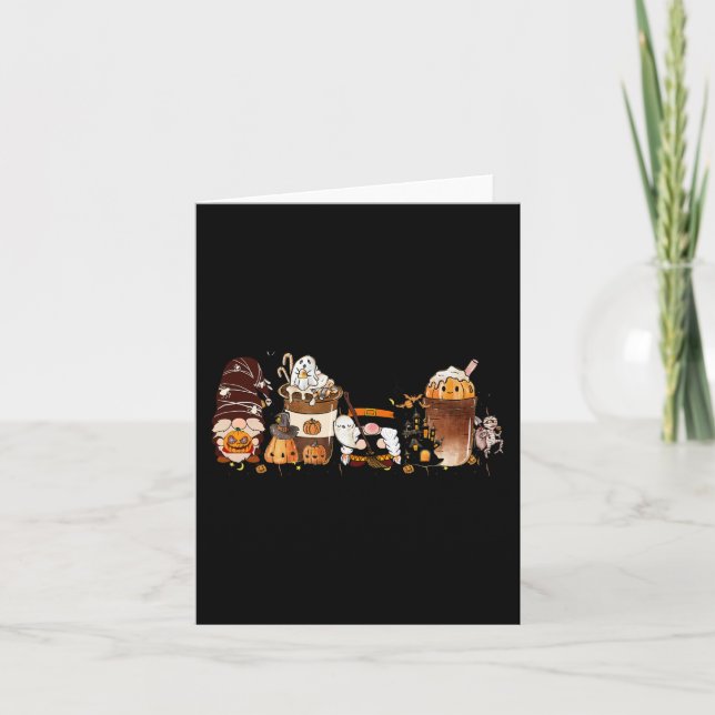 Pumpkin Spice Cute Latte Iced Autumn Coffee Fall H Card (Front)