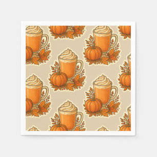 Pumpkin Spice Drink with Autumn Leaves Napkin
