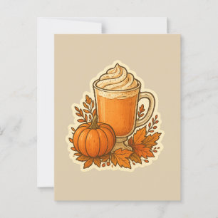 Pumpkin Spice Drink with Autumn Leaves Postcard