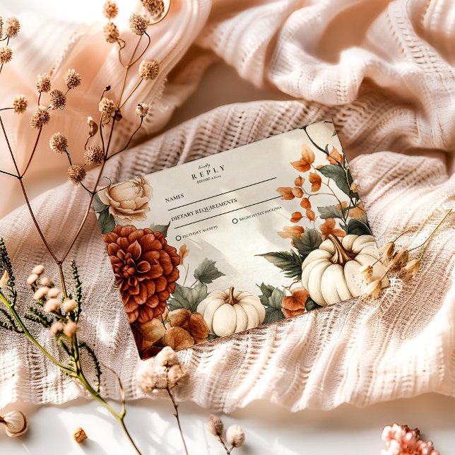 Pumpkin Spice Elegance Wedding RSVP Card (Creator Uploaded)