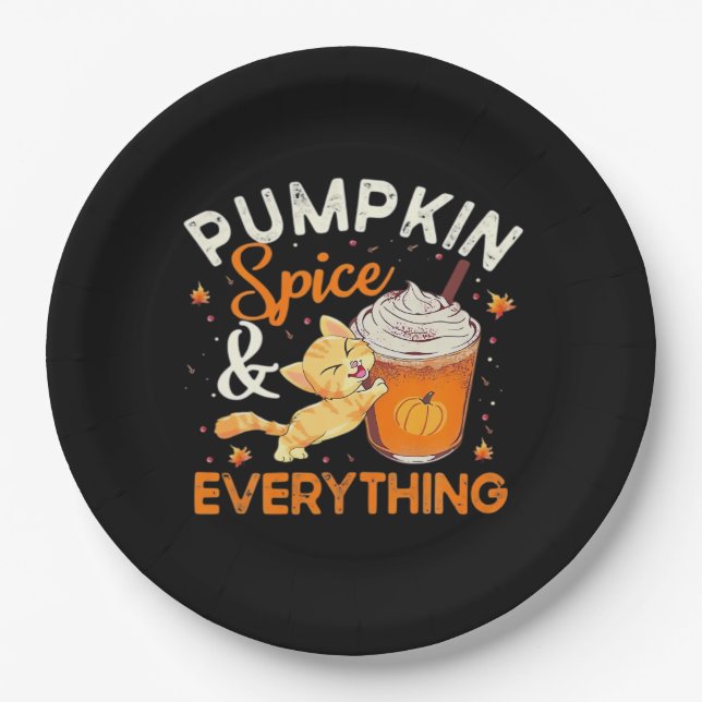 Pumpkin Spice Everything Cat Lover Classic Paper Plate (Front)
