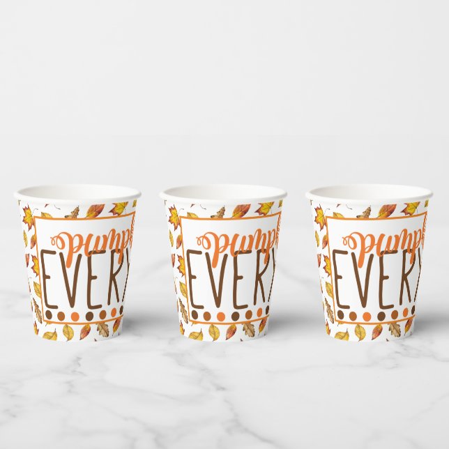 Pumpkin Spice Everything Fall Leaves Paper Cups (Multi)