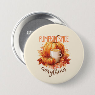 Pumpkin Spice Everything – Latte & Autumn Foliage 7.5 Cm Round Badge