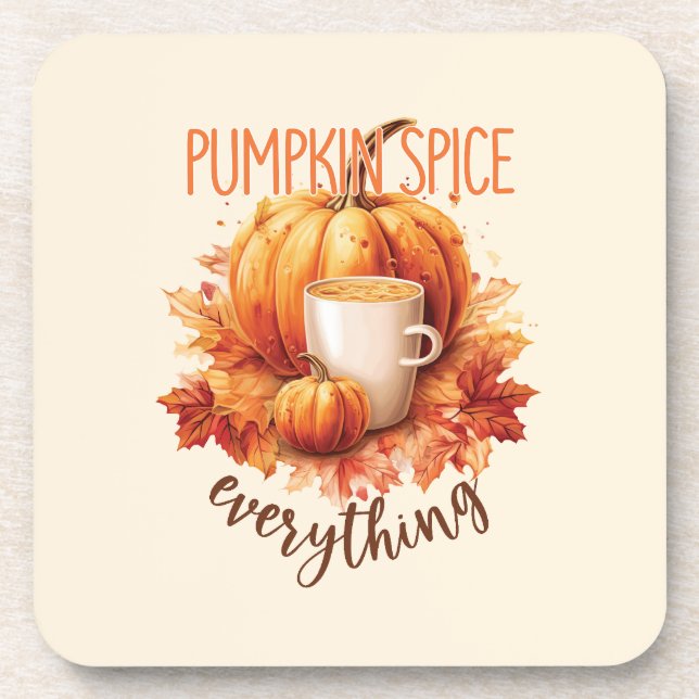 Pumpkin Spice Everything – Latte & Autumn Foliage Coaster (Front)