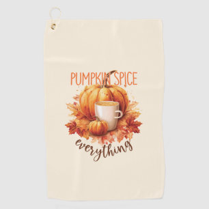 Pumpkin Spice Everything – Latte & Autumn Foliage Golf Towel