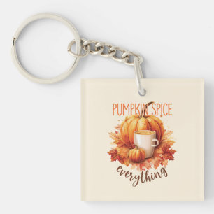 Pumpkin Spice Everything – Latte & Autumn Foliage Key Ring