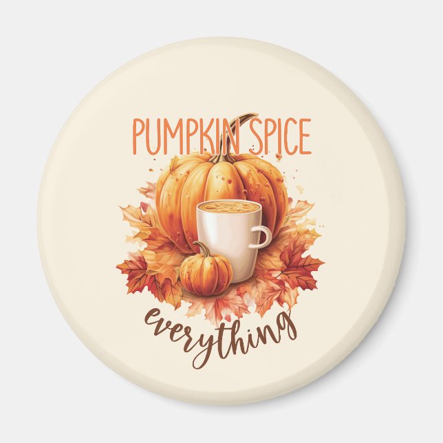 Pumpkin Spice Everything – Latte & Autumn Foliage Magnet (Front)
