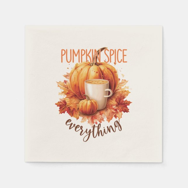 Pumpkin Spice Everything – Latte & Autumn Foliage Napkin (Front)