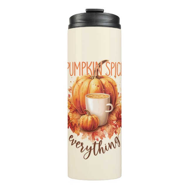 Pumpkin Spice Everything – Latte & Autumn Foliage Thermal Tumbler (Front)