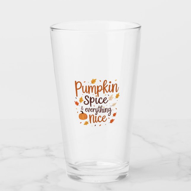 Pumpkin Spice & Everything Nice Autumn Minimalist  Glass (Front)