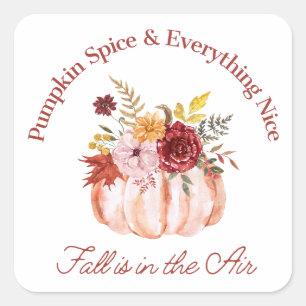 pumpkin spice & everything nice, fall autumn  square sticker