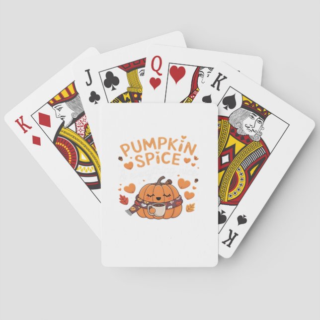 Pumpkin Spice & Everything Nice - Fall Vibes Art Playing Cards (Back)