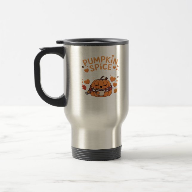 Pumpkin Spice & Everything Nice - Fall Vibes Art Travel Mug (Left)