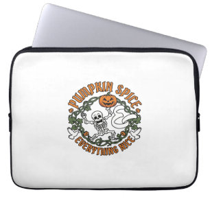 Pumpkin Spice Everything Nice Halloween Skeleton V Laptop Sleeve