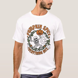 Pumpkin Spice Everything Nice Halloween Skeleton V T-Shirt